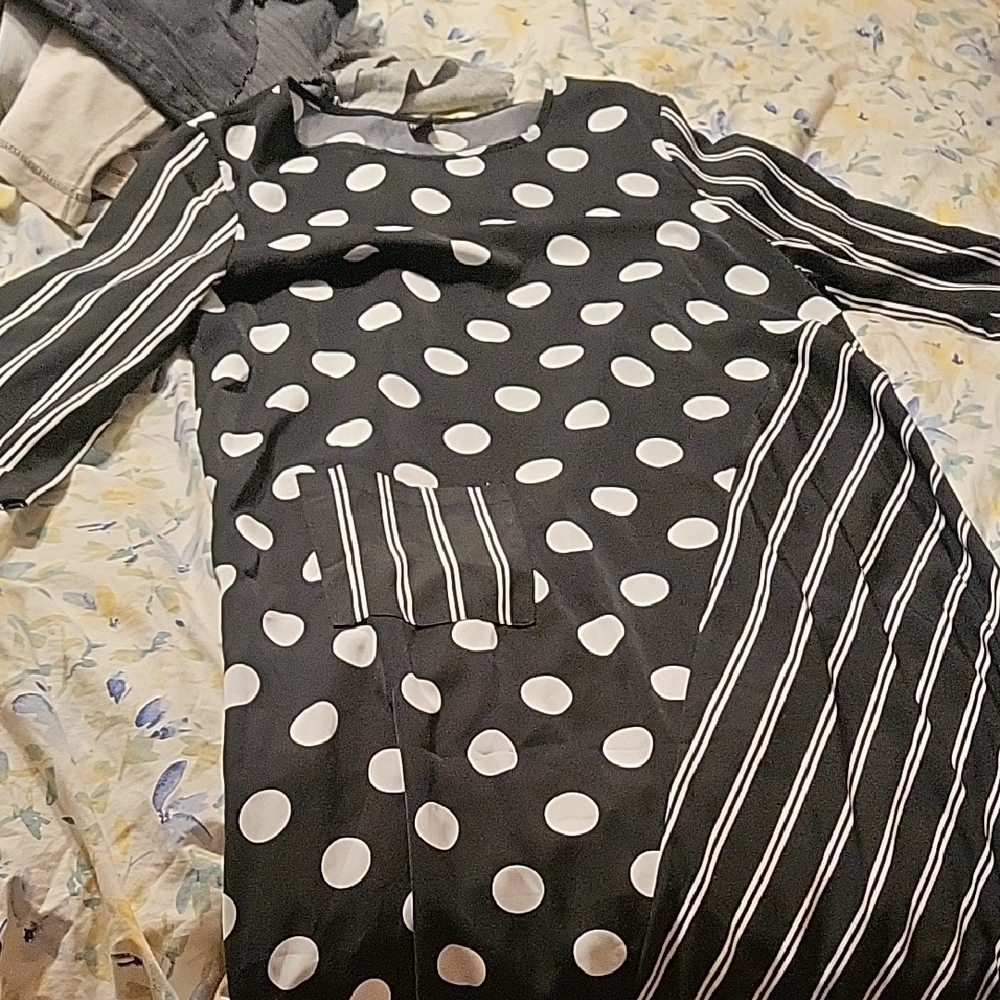 Elegant Black and White Polka Dot Dress